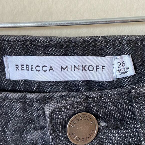 NWT Rebecca Minkoff Jean Denim Black Shorts Crystal Embellished Size 26 - Picture 6 of 10